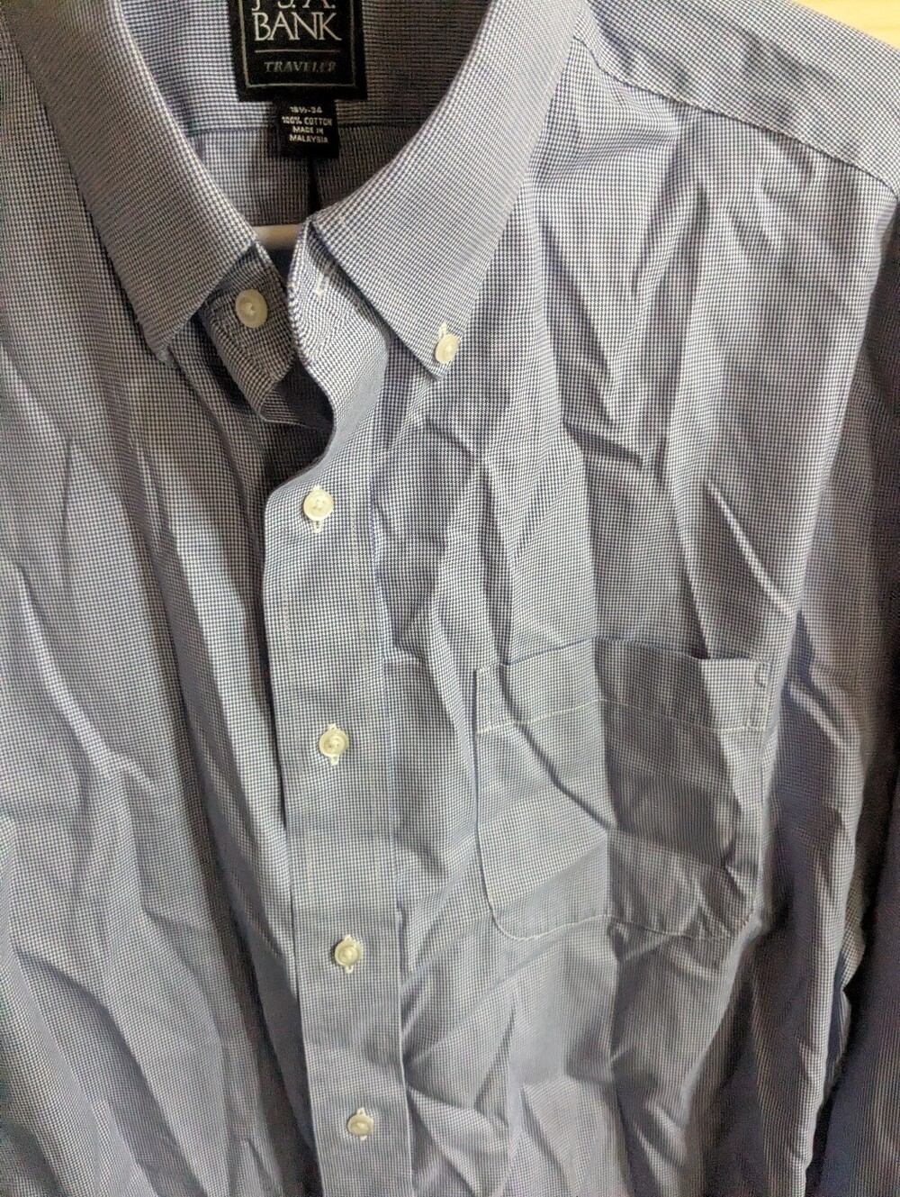 Jos A Bank Traver Large Button Down Long sleeve Shirt Blue Check Multicolor - Picture 3 of 5